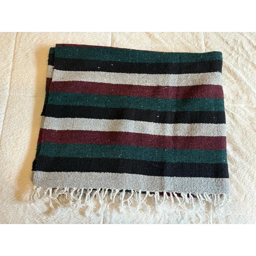 Vintage Southwestern Tribal Serape Blanket Throw Colorful Large 80x47” NEW